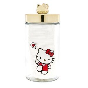 Hello Kitty Glass Jar with Gold Lid and Red Bow ✨🎀